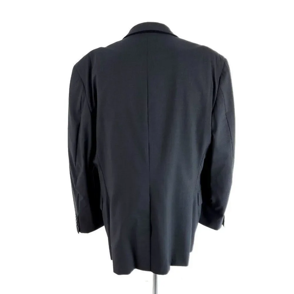 Tom James Bespoke‎ 2 Button Blazer 46L Black Blue Black Check